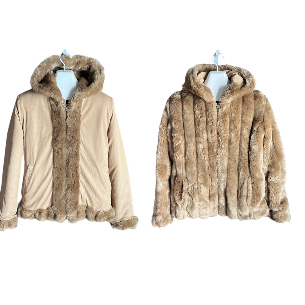 Giacca reversible vegan faux fur hooded  jacket